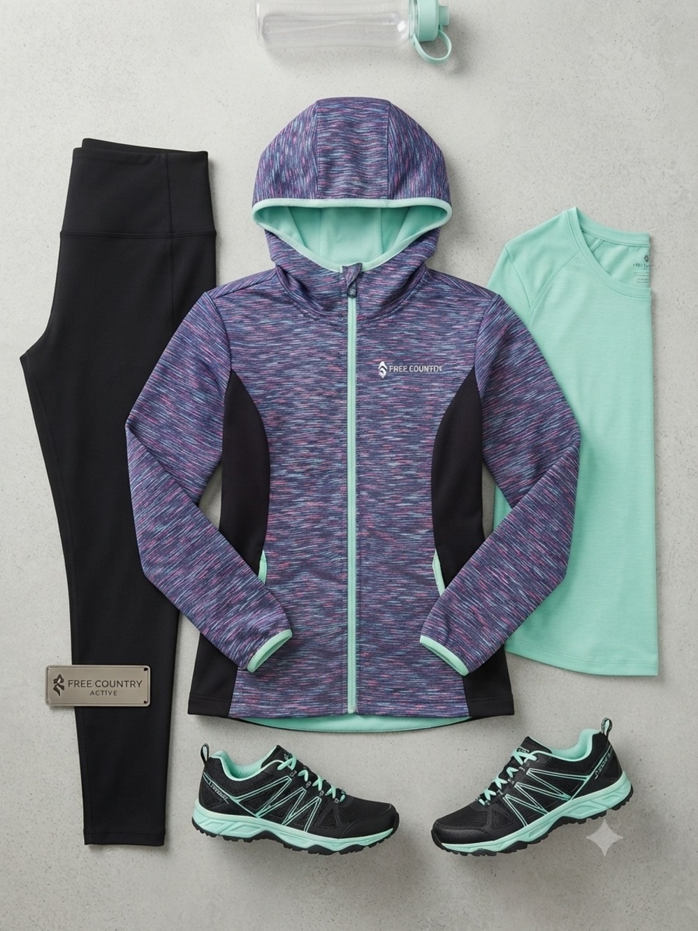 Free Country Purple Space-Dye Hooded Jacket with Mint Trim
